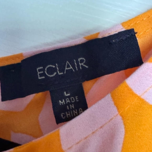 Orange and Pink Midi Dress with Bishop Sleeves - Picture 4 of 5